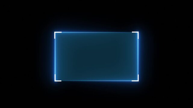 Futuristic neon HUD callout frame for digital interface. Sci fi HUD lower third with copy space for broadcast titles. Neon UI screen overlay for gaming and news use. News mocup frame, hud elements