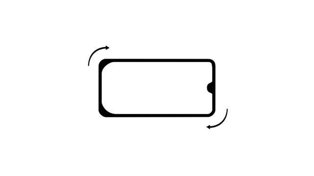 Smartphone Rotation from Horizontal to Vertical or Reverse. Rotate Your phone device Animation with arrow in White Background.