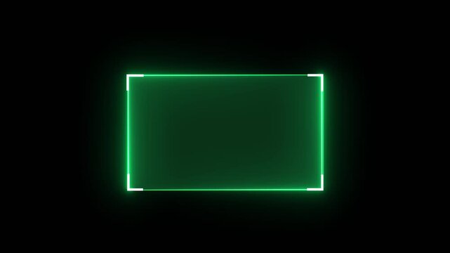 Futuristic neon HUD callout frame for digital interface. Sci fi HUD lower third with copy space for broadcast titles. Neon UI screen overlay for gaming and news use. News mocup frame, hud elements