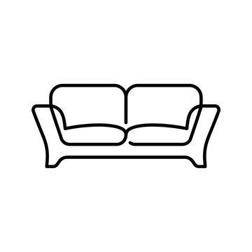 Elegant two seater sofa furniture icon with curved armrest design style.