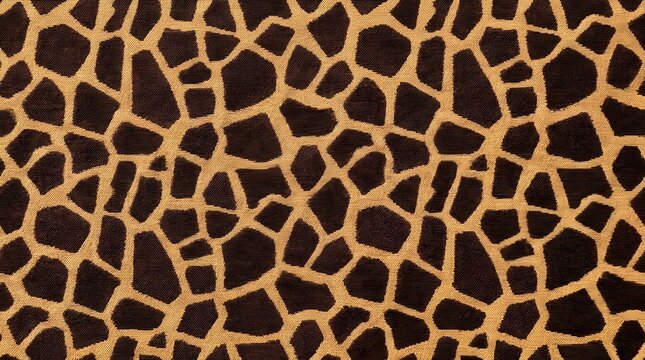 detailed closeup of brown and beige giraffe skin pattern with irregular polygon shapes for wildlife and nature background texture