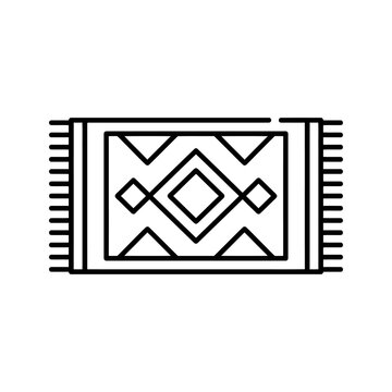Horizontal woven rug with geometric diamond pattern for interior decor.