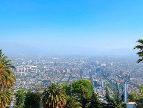Aerial cityscape skyline  Santiago Chile