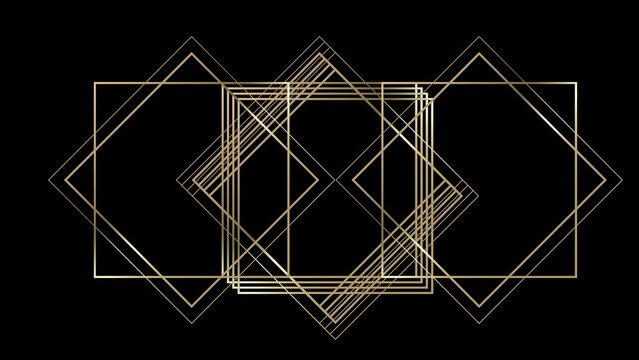 Elegant Gold Geometric Line Frames on Black Background