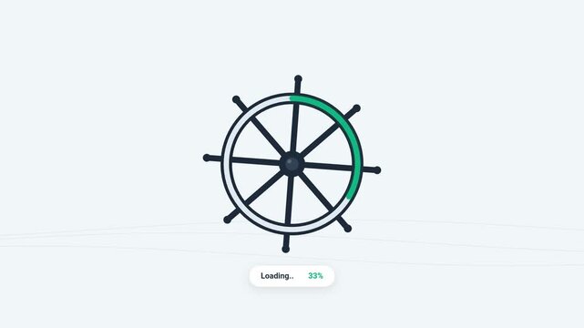 Animated Ship's Wheel Loading Indicator with Progress Bar, Nautical Theme