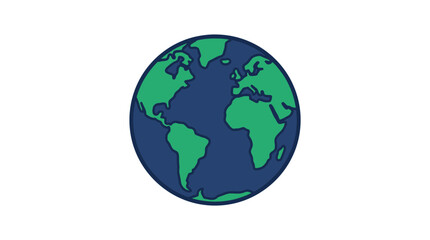 Fototapeta premium Flat Design World Globe Map Illustration with Blue and Green Colors