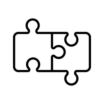 Two black puzzle pieces connected together for problem solving concepts.