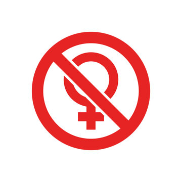 Prohibition Sign with Female Gender Symbol Depicting Discrimination, Misogyny and Sexism Concept