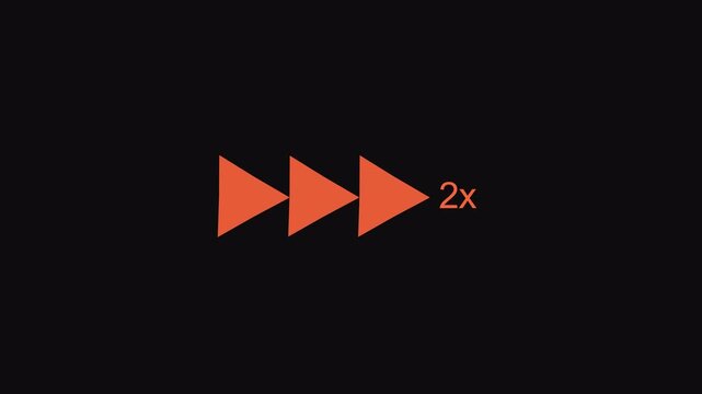 2x Speed Fast Forward Icon Seamless Loop Animation  on Transparent Background, Video Player Skip Forward UI Motion Graphics Element animation with Alpha Channel,in 4K 