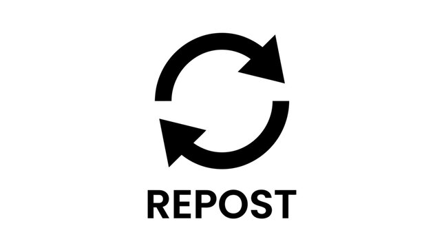 Minimalist black refresh icon featuring two curved arrows arranged in a circular shape for social media