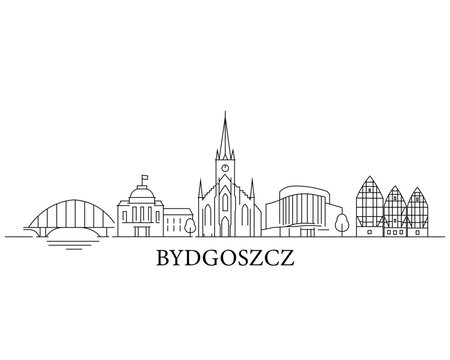 Minimalist outline of Bydgoszcz skyline