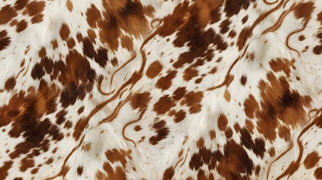 closeup texture of white and brown spotted cowhide fur natural animal pattern with soft hair