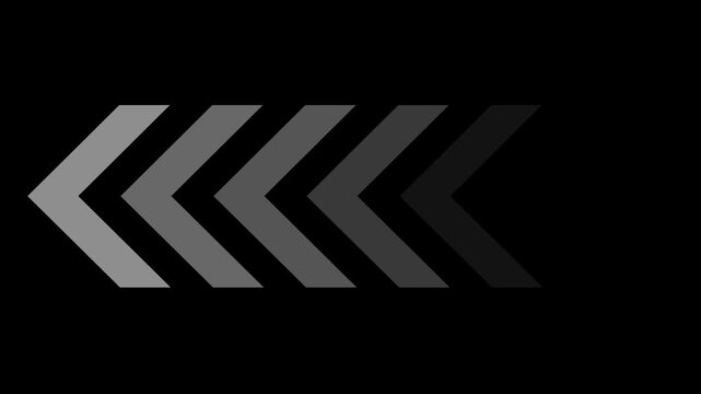 4k Arrow pointing left. Direction symbol indicating back or previous page. Simple pointer showing opposite direction. Road sign signal arrow icon. 