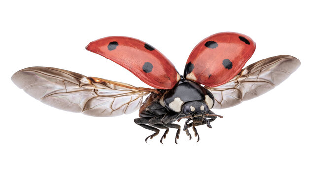 Flying red ladybug insect PNG, Isolated on a transparent background