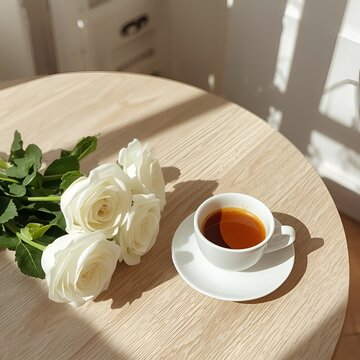 cup of tea with flowers