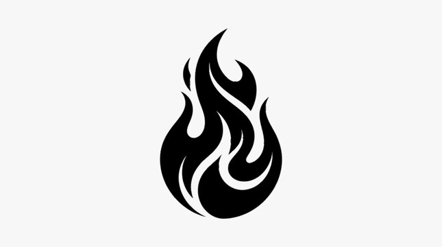 Fire flame icon symbol black silhouette isolated on transparent background
