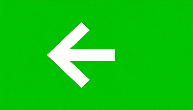 White arrow pointing left on a green background, direction, navigation, and symbol for guidance and movement