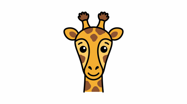 Smiling cartoon giraffe face illustration