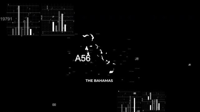 The Bahamas map animation showcasing economy, infrastructure, technology, population, energy, trade, and national development data for presentations, films, documentaries, and motion graphics.