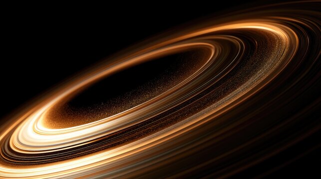 Abstract cosmic ring of light against a dark, starry background