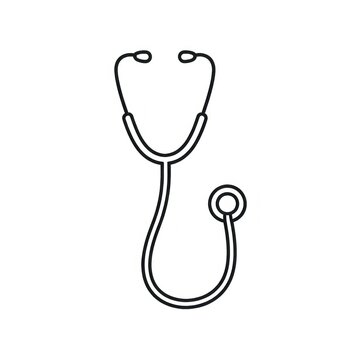Simple black outline of a stethoscope on a white background.