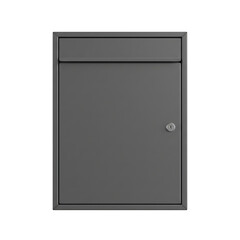 Fototapeta premium Modern dark grey metal mailbox with a secure key lock isolated on transparent background