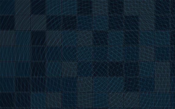Grid pattern with dark blue squares and wavy wireframe lines creating professional architectural digital backgrounds.