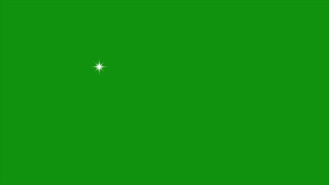 Sparkle star flash animation, bright white light glint twinkling effect glowing on green screen background, magical shine overlay 4K