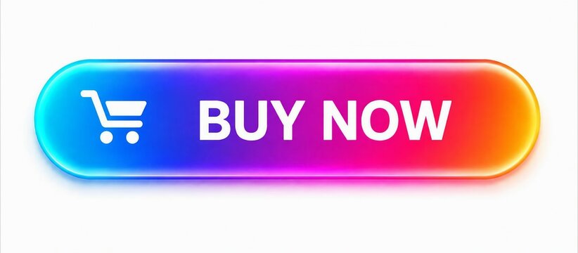 Modern buy now shopping button with colorful gradient and cart icon