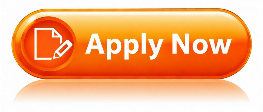 Orange apply now button with document icon and pencil