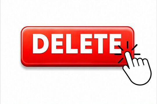 Red delete button being clicked by a hand cursor
