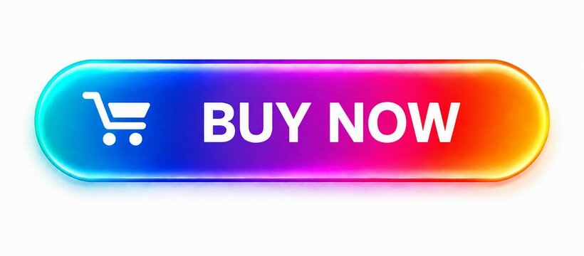 Modern buy now shopping button with colorful gradient and cart icon
