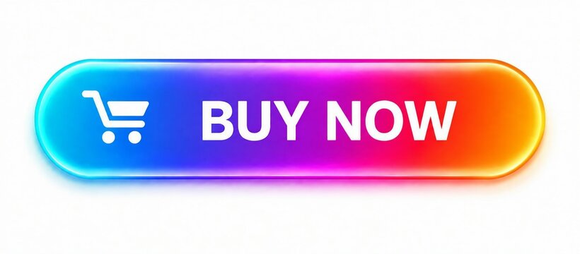 Modern colorful buy now shopping button with cart icon