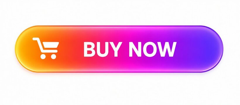 Modern colorful buy now shopping button with cart icon