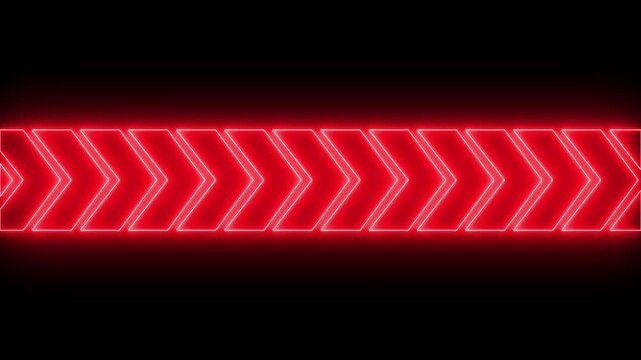 Glowing red neon arrow chevron pattern horizontal animation loop light motion abstract dynamic direction light motion abstract dynamic direction