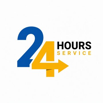 24 hours service logo with arrow graphic design
