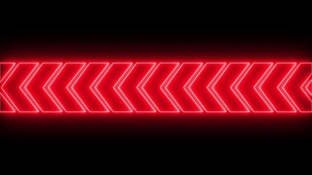 Glowing red neon arrow chevron pattern horizontal movement animation light motion abstract dynamic direction light motion abstract dynamic direction