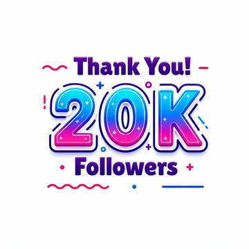 Thank you celebration badge with 20k followers colorful design