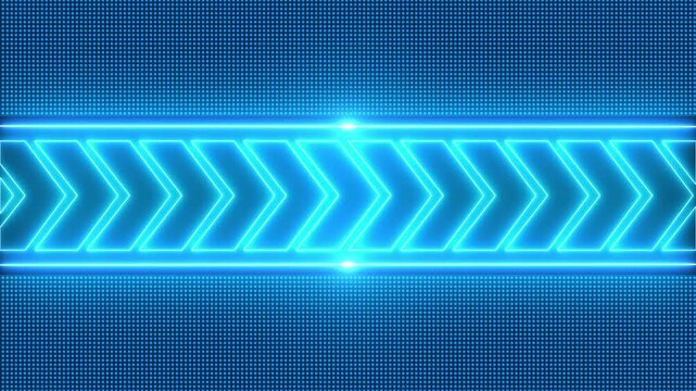 Horizontal glowing neon chevron arrows moving right on digital dot background arrow technology motion blue matrix arrow technology motion blue matrix