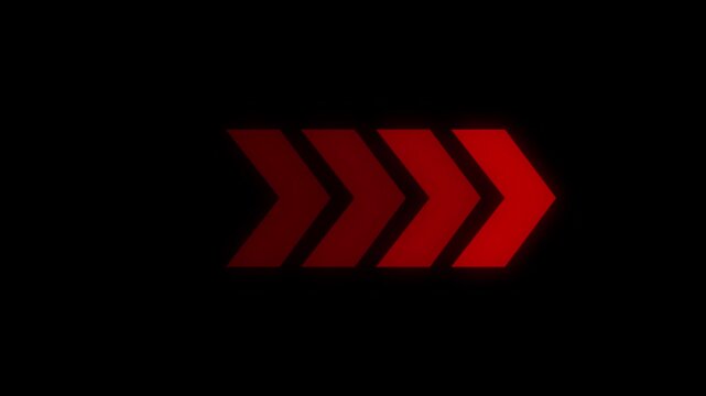 Multiple red arrows pointing right motion graphic animation on black background arrow direction neon pointer navigation arrow direction neon pointer navigation