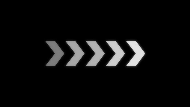 Animated white arrows pointing right on a black background arrow direction motion abstract sign arrow direction motion abstract sign