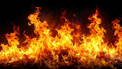 Fototapeta premium Vibrant Orange Flames and Smoke Billowing Against a Dark Black Background Creating a Dramatic and Intense Fiery Atmosphere