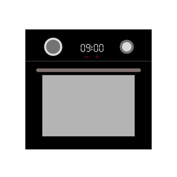 Built in electric kitchen oven vector icon with digital timer
