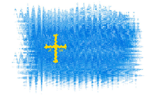 Reflejo en el agua de colores azul y amarillo de la bandera de Asturias, sobre un fondo transparente, ideales para dise&ntilde;o web, logotipos, aplicaciones o interfaces de usuario.