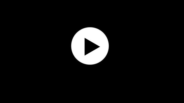 Animated play button on screen. Animation play button