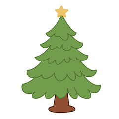 Fototapeta premium Classic Green Christmas Tree with Star