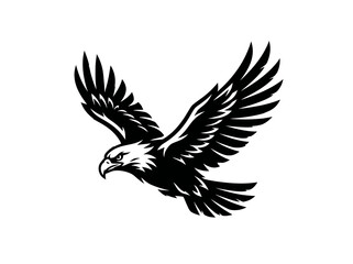 Fototapeta premium Black and White Stylized Flying Eagle Logo - Animal Emblem for Sports, Strength, Freedom