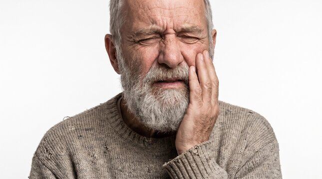 Senior man suffering from a painful tooth nerve
