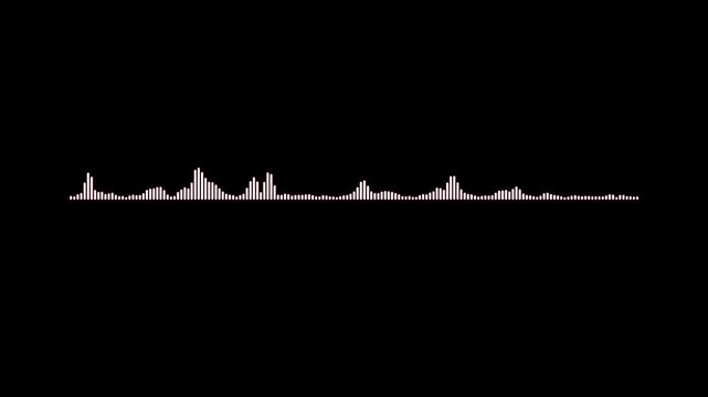 digital audio waveform spectrum visualizer animation with sound waves music equalizer pulse mic icon motion design on black background 4k loop for podcasts dj visuals motion graphics