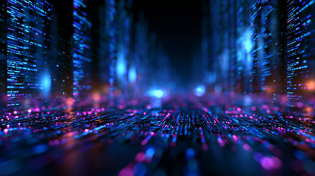 Futuristic Digital Data Stream and Technology Abstract Background